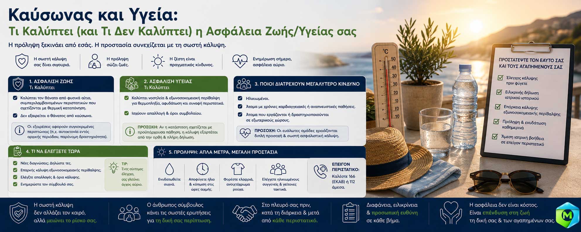 Καύσωνας και Υγεία: Τι Καλύπτει (και Τι Δεν Καλύπτει) η Ασφάλεια Ζωής/Υγείας σας